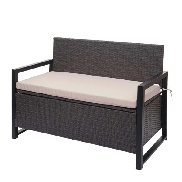 MCW Poly-Rattan 2er Sitzbank F39 Grau Kissen Beige