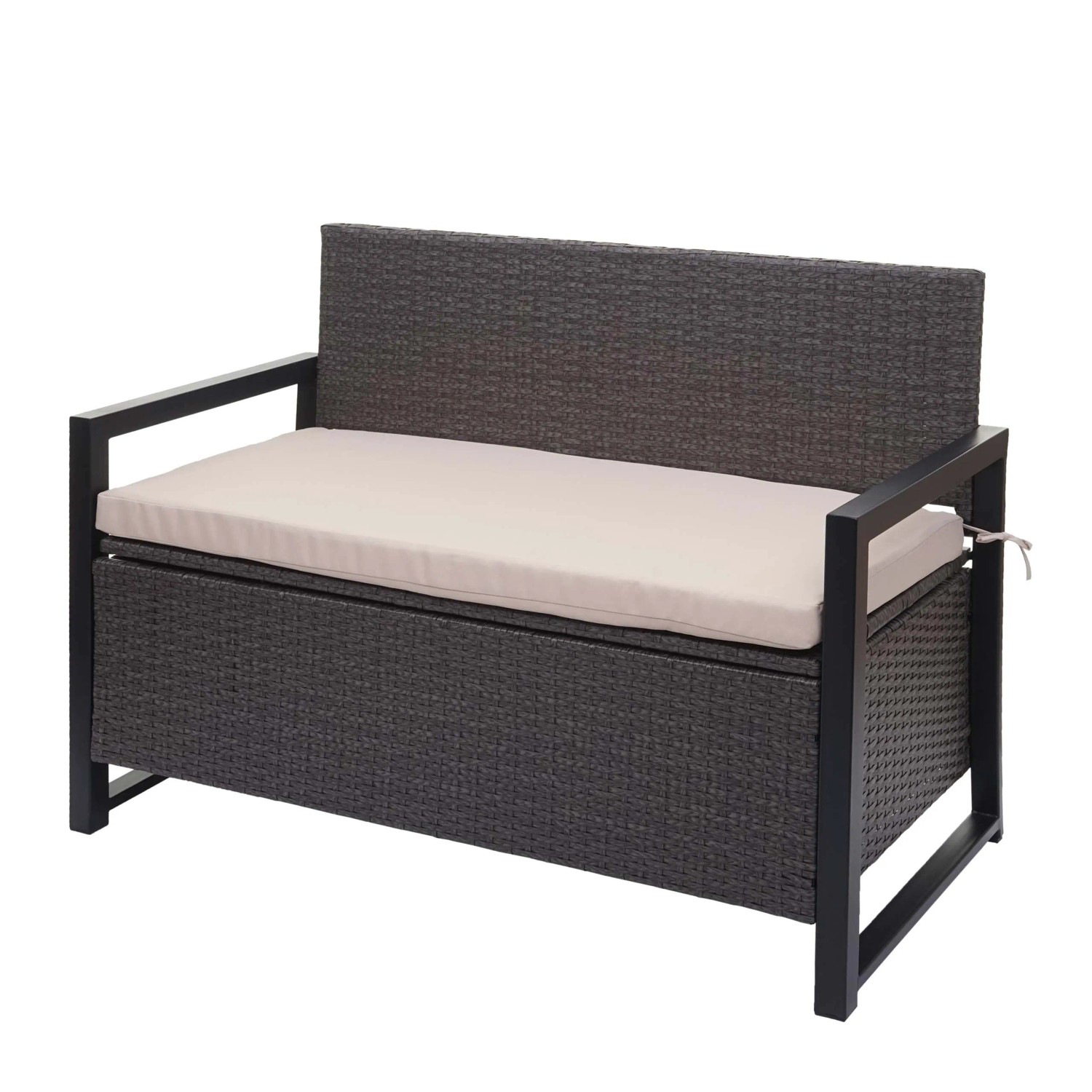 MCW Poly-Rattan 2er Sitzbank F39 Grau Kissen Beige