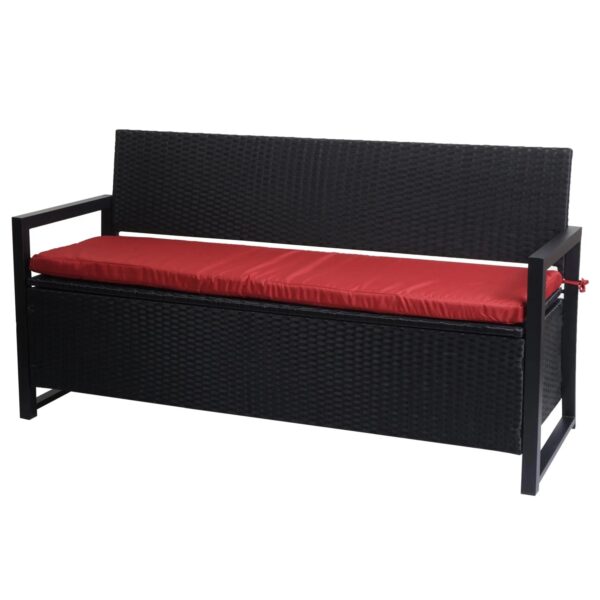 MCW Poly-Rattan 3er Sitzbank F39 Anthrazit Kissen Bordeaux MCW Poly-Rattan 3er Sitzbank F39 Anthrazit Kissen Bordeaux