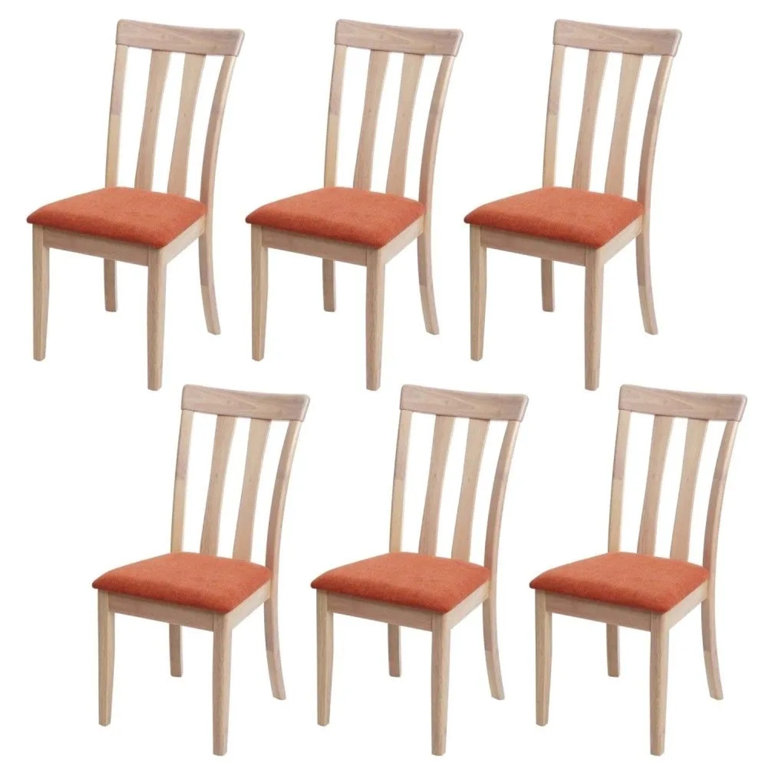 MCW Esszimmerstuhl G46 6er-Set Naturfarbenes Gestell Orange
