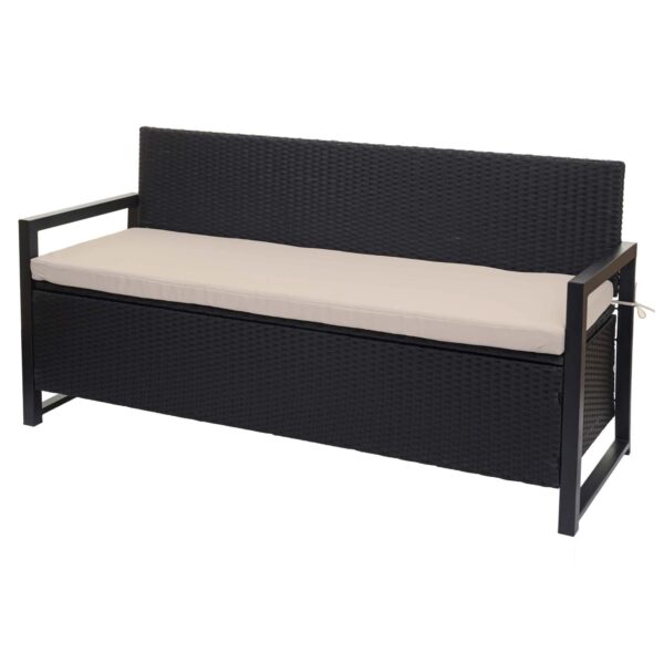 MCW Poly-Rattan 3er Sitzbank F39 Anthrazit Kissen Beige MCW Poly-Rattan 3er Sitzbank F39 Anthrazit Kissen Beige