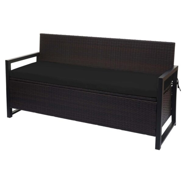 MCW Poly-Rattan 3er Sitzbank F39 Braun Kissen Schwarz