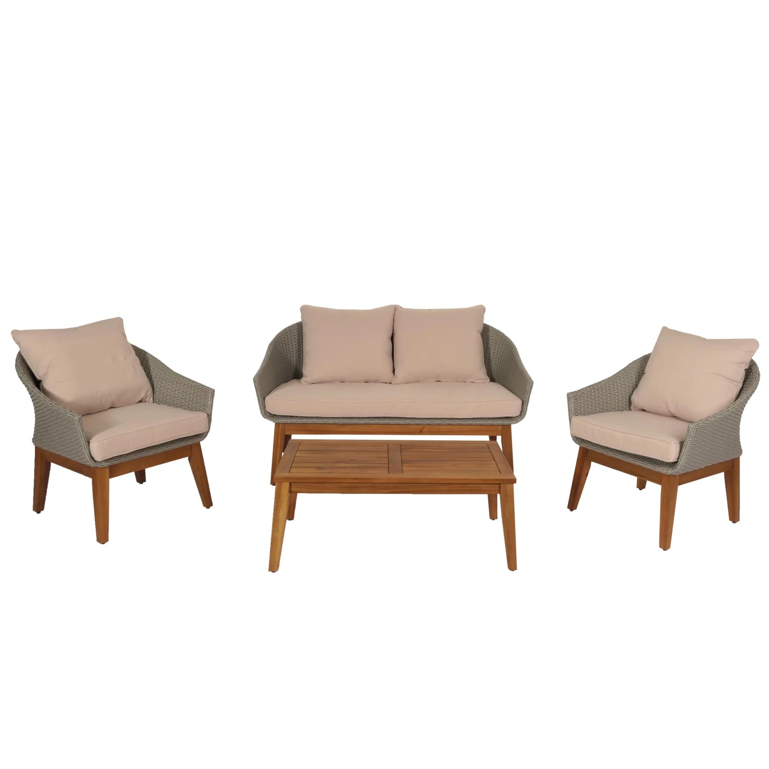 MCW Gartengarnitur N37 Grau Kissen Beige