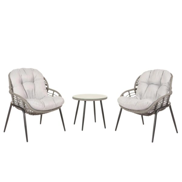 MCW Poly-Rattan Garnitur N33 Grau Polster Hellgrau MCW Poly-Rattan Garnitur N33 Grau Polster Hellgrau