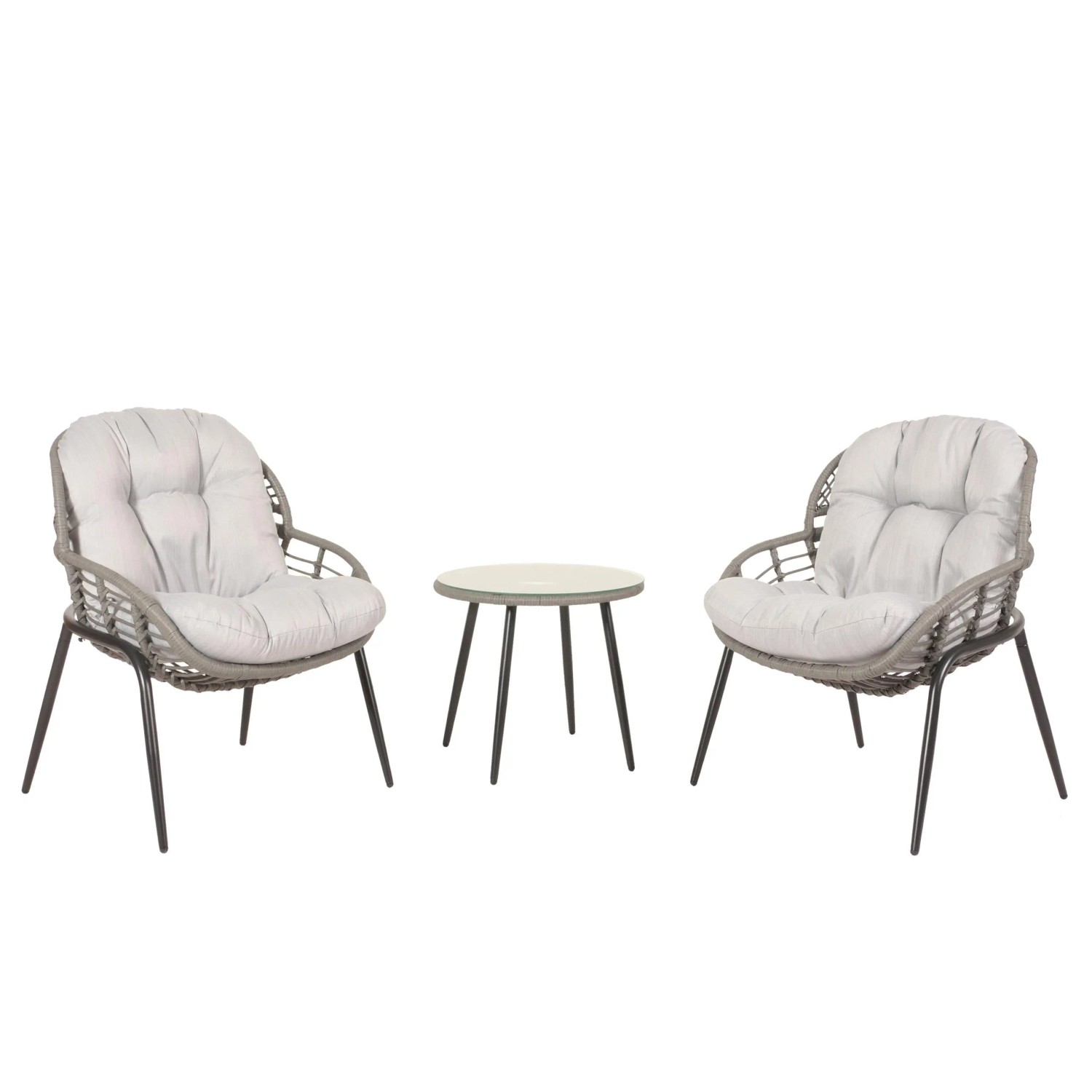 MCW Poly-Rattan Garnitur N33 Grau Polster Hellgrau