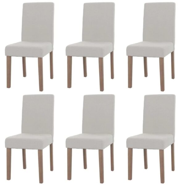 MCW Esszimmerstuhl Littau Boucle 6er-Set Creme Naturfarbene Beine
