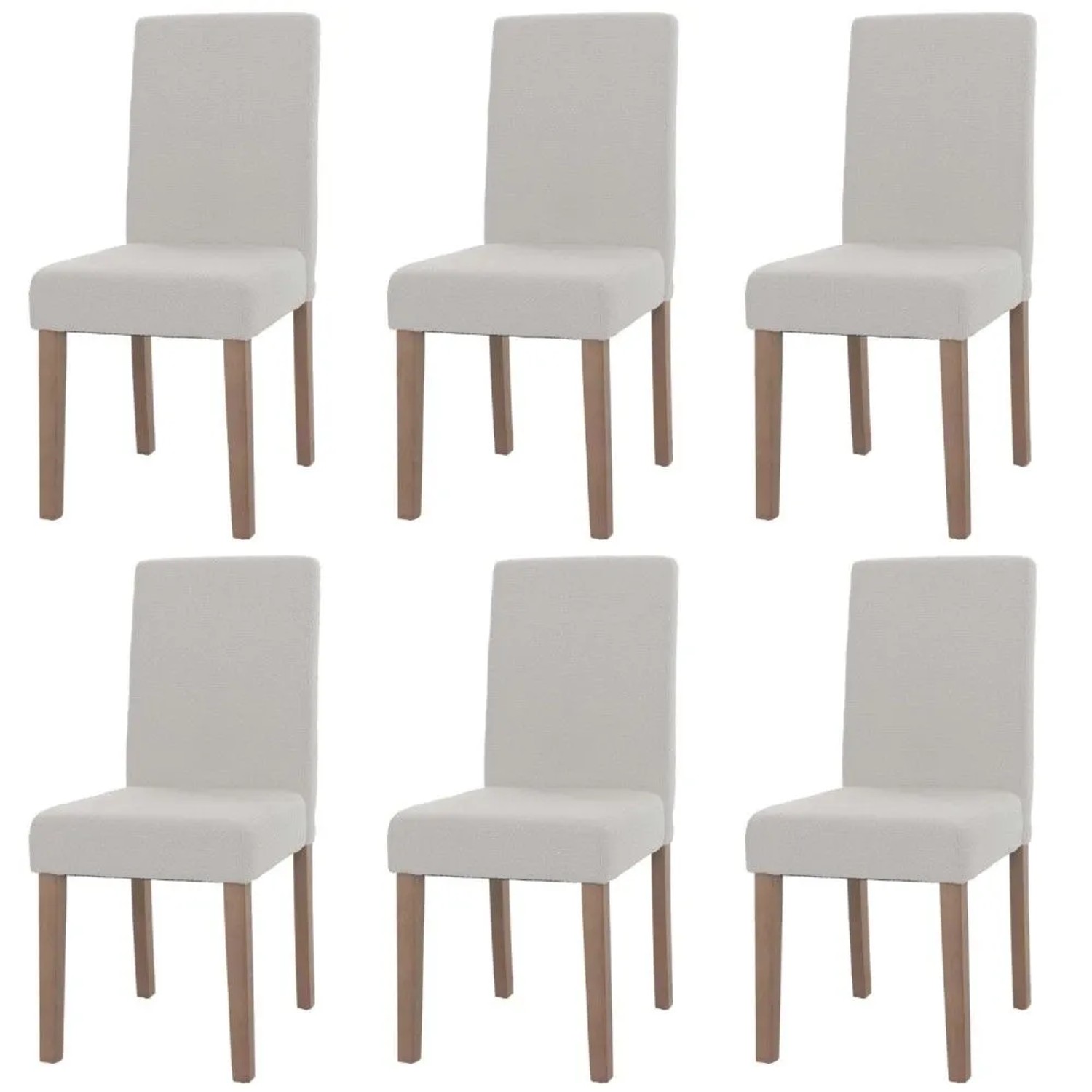 MCW Esszimmerstuhl Littau Boucle 6er-Set Creme Naturfarbene Beine