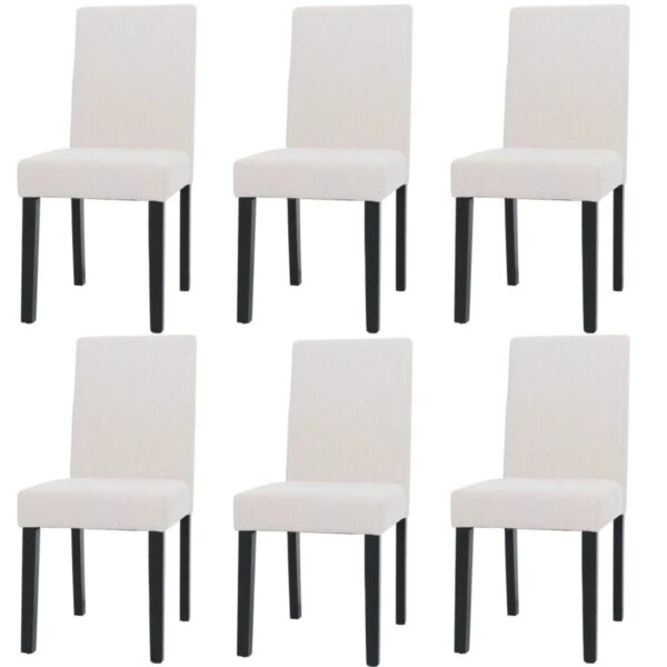 MCW Esszimmerstuhl Littau Cord 6er-Set Creme Dunkle Beine