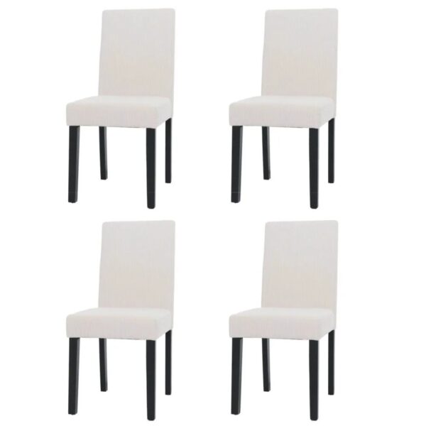 MCW Esszimmerstuhl Littau Cord 4er-Set Creme Dunkle Beine