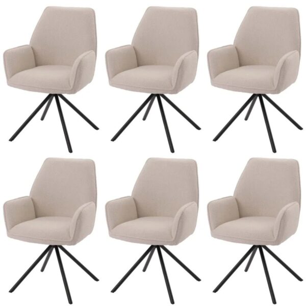 MCW Esszimmerstuhl G67 Boucle 6er-Set Creme