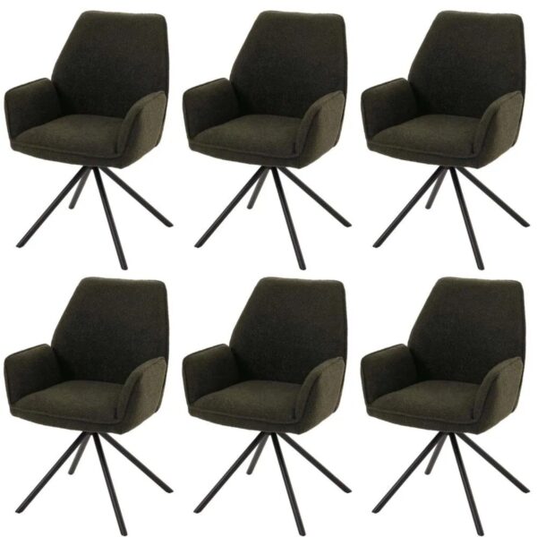 MCW Esszimmerstuhl G67 Boucle 6er-Set Olivgrün