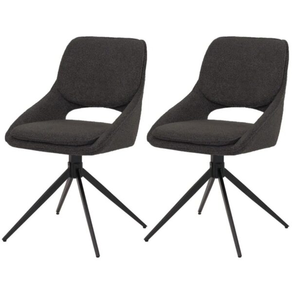 MCW Esszimmerstuhl N73 2er-Set Stoff/Textil Boucle 540g/m² Dunkelgrau