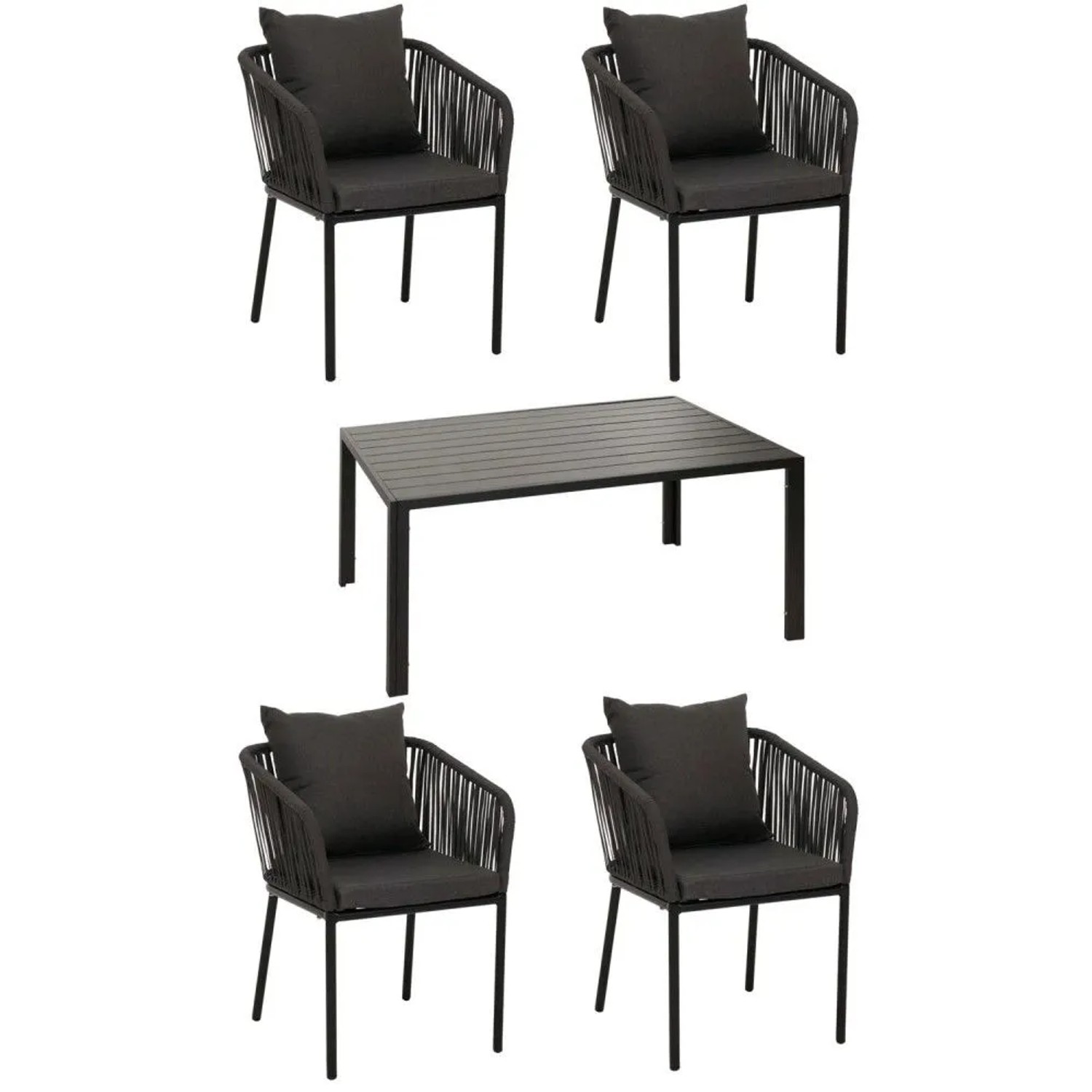 MCW Gartengarnitur N41 5-teilig Anthrazit Kissen Dunkelgrau
