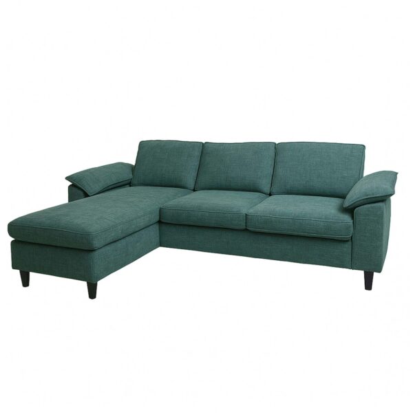 MCW Sofa-Garnitur O71 L-Form Liegefläche Stoff/Textil Holz 84x229x140cm Grau-Grün MCW Sofa-Garnitur O71 L-Form Liegefläche Stoff/Textil Holz 84x229x140cm Grau-Grün