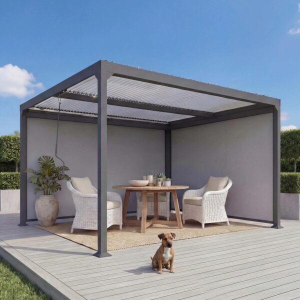 MCW Alu Pergola L41 mit 2x Seitenwand Anthrazit 3x3,7m MCW Alu Pergola L41 mit 2x Seitenwand Anthrazit 3x3,7m