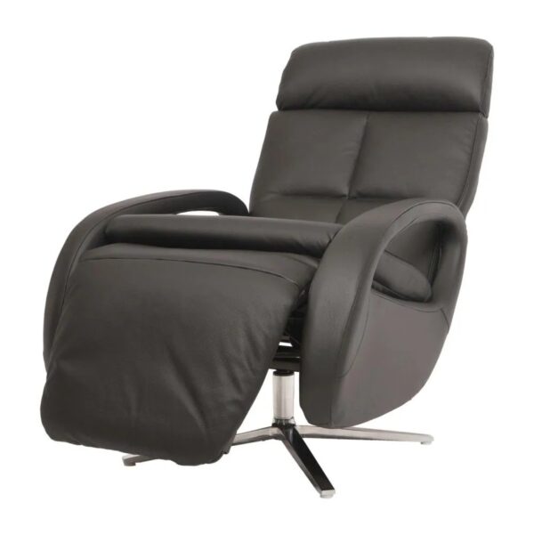 MCW Relaxsessel L11 Drehbar Voll-Leder Schwarz