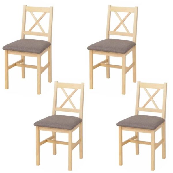 MCW Esszimmerstuhl F77 4er-Set Natur Polster Grau
