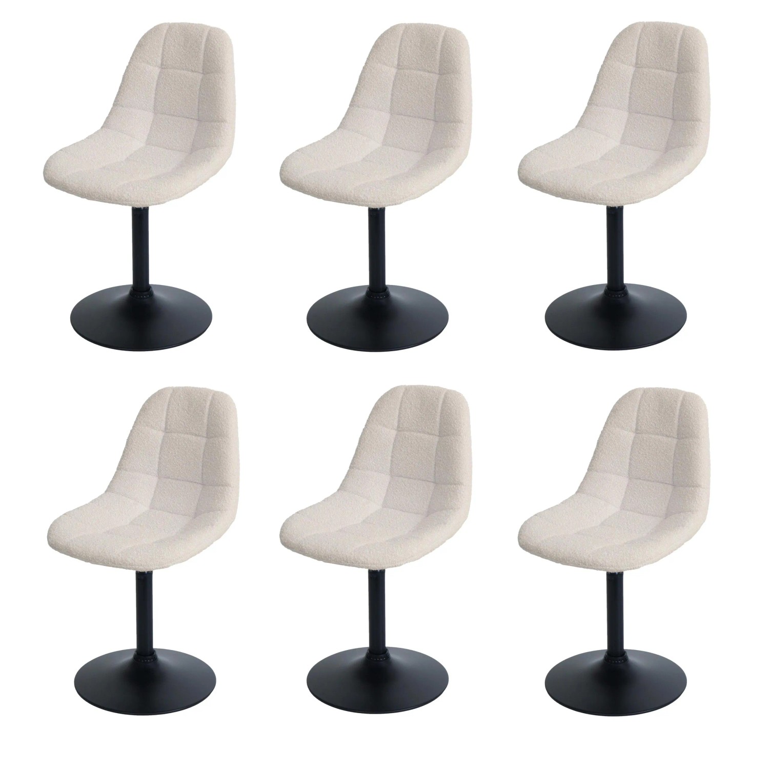 MCW Esszimmerstuhl A60 6er-Set Stoff/Textil Boucle 450g/m² Beige