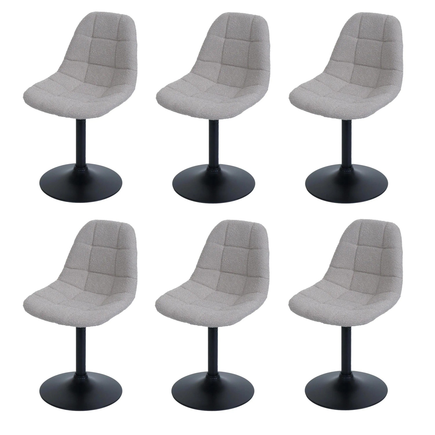 MCW Esszimmerstuhl A60 6er-Set Stoff/Textil Boucle 450g/m² Taupe