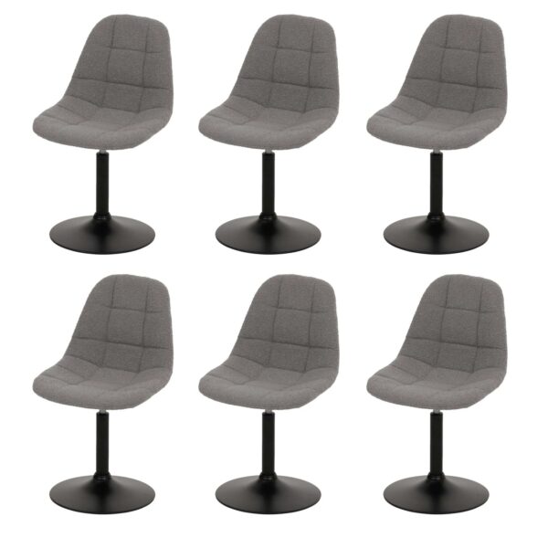 MCW Esszimmerstuhl A60 6er-Set Stoff/Textil Boucle 450g/m² Grau
