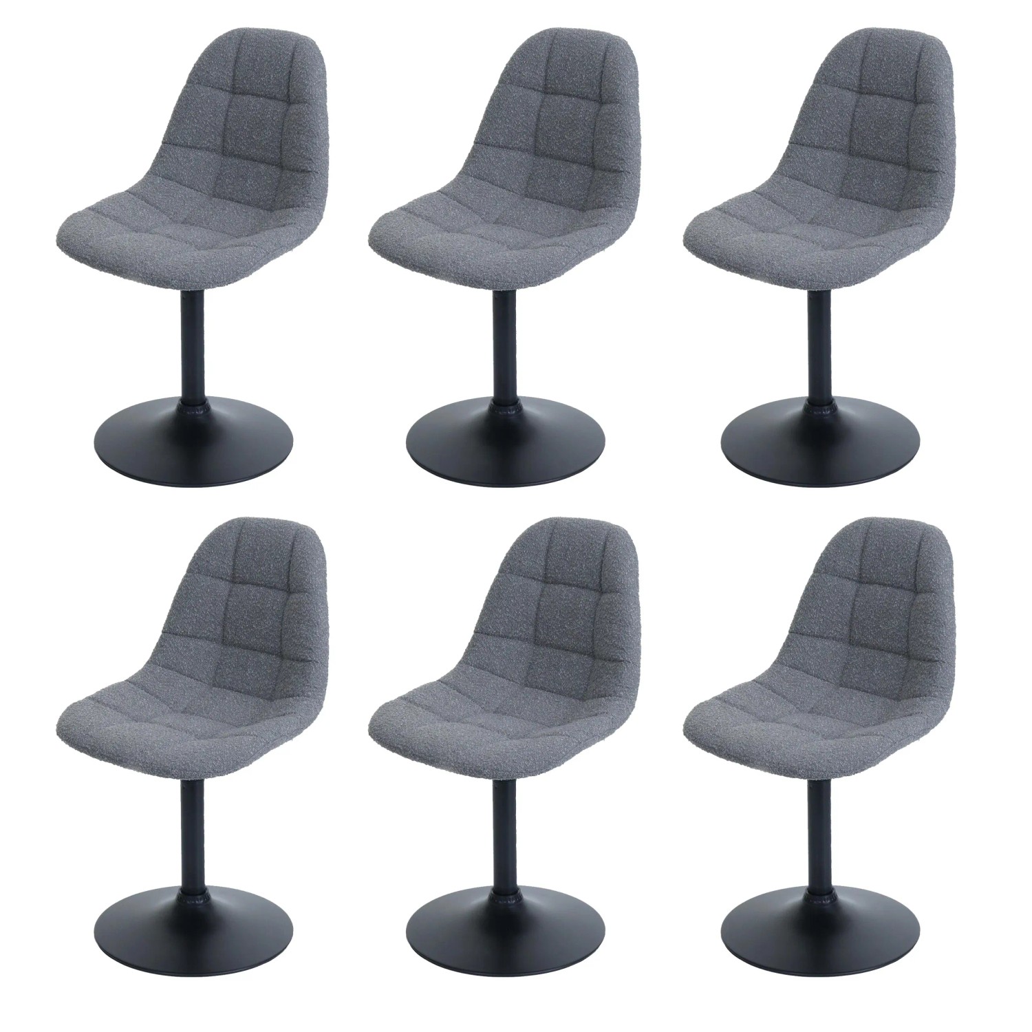 MCW Esszimmerstuhl A60 6er-Set Stoff/Textil Boucle 450g/m² Dunkelgrau