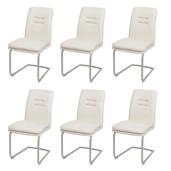 MCW Esszimmerstuhl H70 6er-Set Freischwinger Creme-Beige