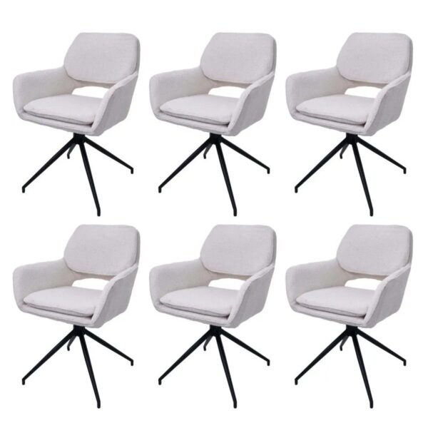 MCW Esszimmerstuhl N74 6er-Set Stoff Boucle 540g/m² Creme