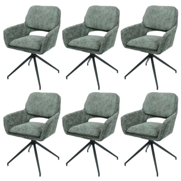 MCW Esszimmerstuhl N74 6er-Set Stoff Chenille 490g/m² Grün MCW Esszimmerstuhl N74 6er-Set Stoff Chenille 490g/m² Grün