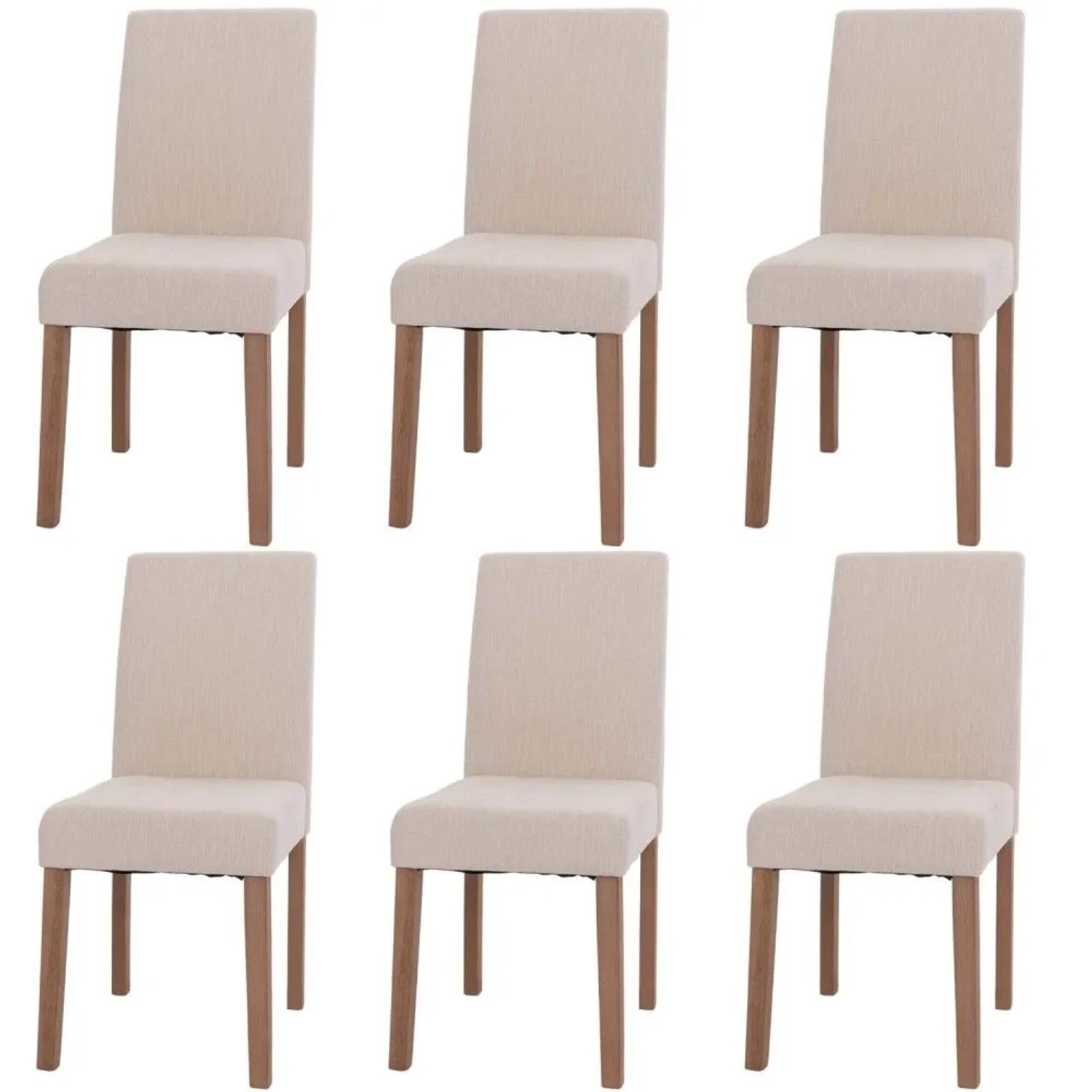 MCW Esszimmerstuhl Littau Chenille 6er-Set Creme Naturfarbene Beine