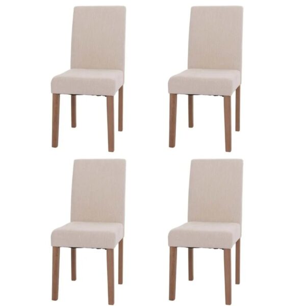 MCW Esszimmerstuhl Littau Chenille 4er-Set Creme Naturfarbene Beine