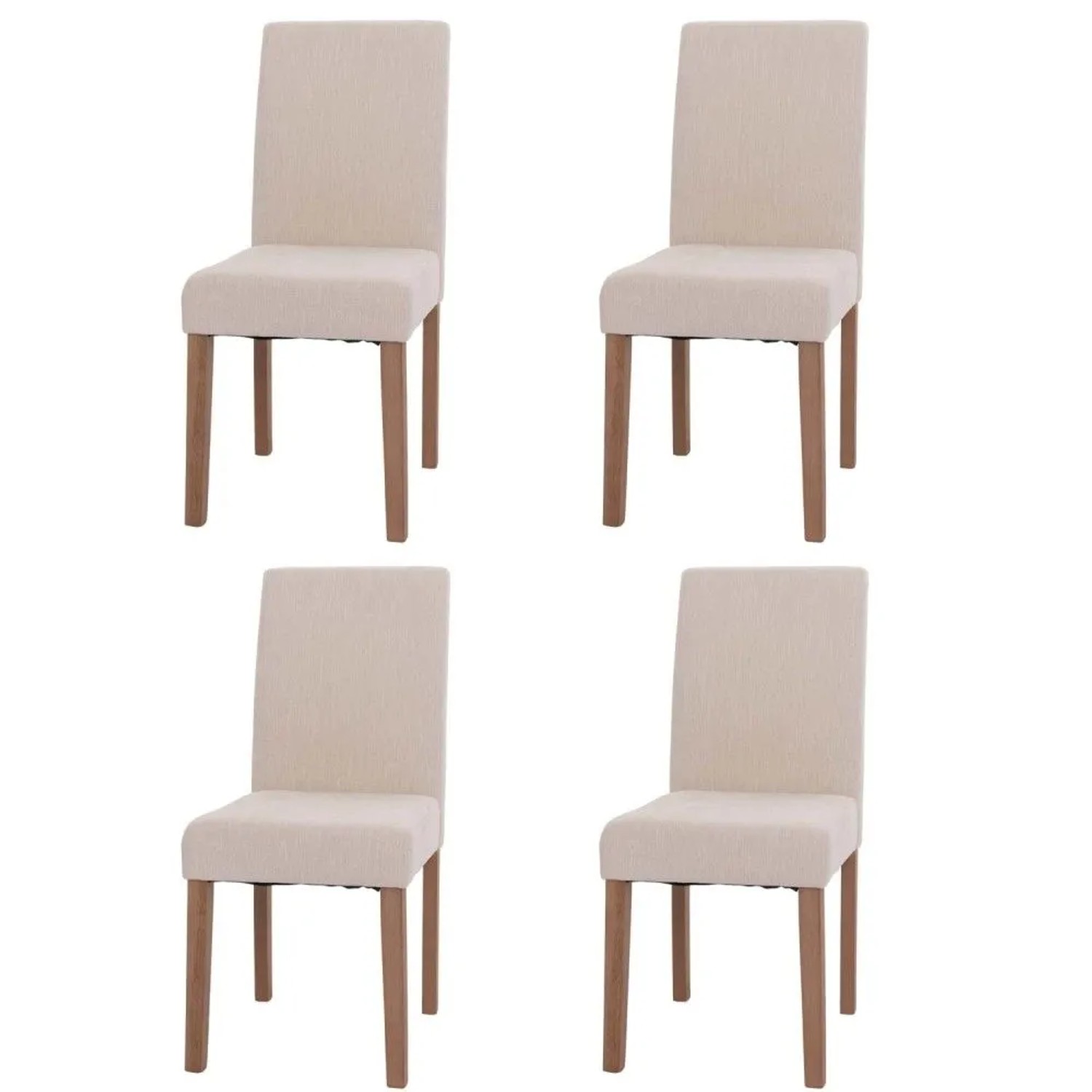 MCW Esszimmerstuhl Littau Chenille 4er-Set Creme Naturfarbene Beine