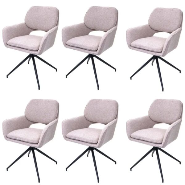 MCW Esszimmerstuhl N74 6er-Set Stoff Boucle 540g/m² Beige