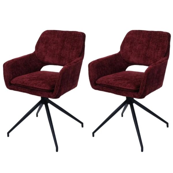 MCW Esszimmerstuhl N74 2er-Set Stoff Chenille 490g/m² Bordeaux MCW Esszimmerstuhl N74 2er-Set Stoff Chenille 490g/m² Bordeaux