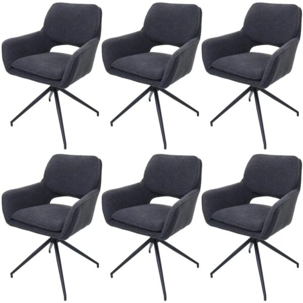 MCW Esszimmerstuhl N74 6er-Set Stoff Boucle 540g/m² Dunkelgrau