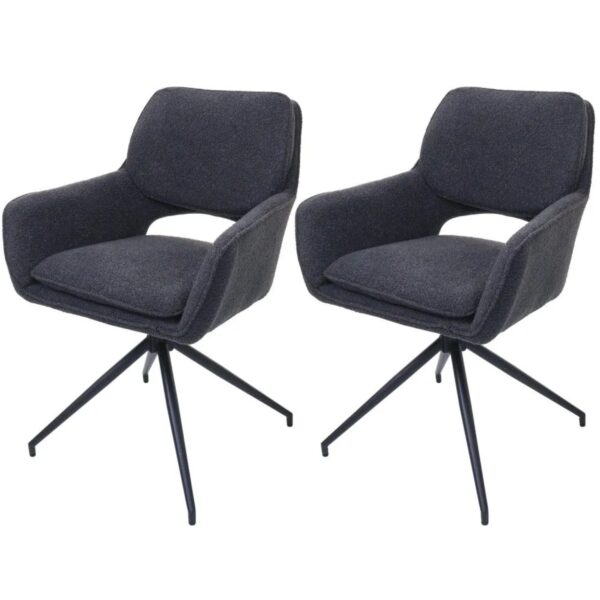 MCW Esszimmerstuhl N74 2er-Set Stoff Boucle 540g/m² Dunkelgrau