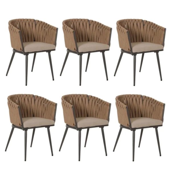 MCW Alu-Esszimmerstuhl N38 6er-Set Beige Kissen Hellbraun MCW Alu-Esszimmerstuhl N38 6er-Set Beige Kissen Hellbraun