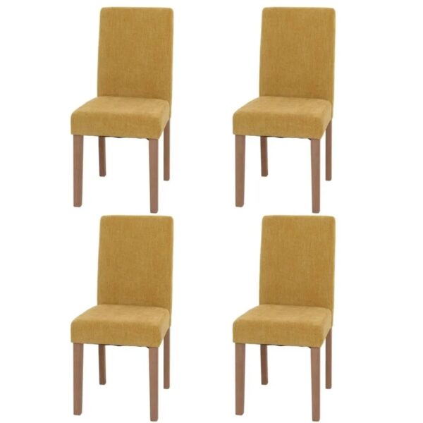 MCW Esszimmerstuhl Littau Chenille 4er-Set Gelb Naturfarbene Beine MCW Esszimmerstuhl Littau Chenille 4er-Set Gelb Naturfarbene Beine