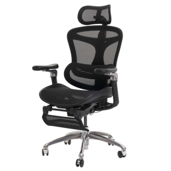 MCW Bürostuhl N54 Schreibtischstuhl Drehstuhl Ergonomisch Lordosenstütze Fußstütze 6D-verstellbare Armlehnen