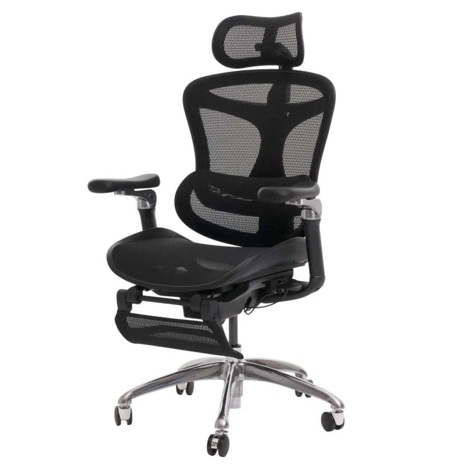 MCW Bürostuhl N54 Schreibtischstuhl Drehstuhl Ergonomisch Lordosenstütze Fußstütze 6D-verstellbare Armlehnen
