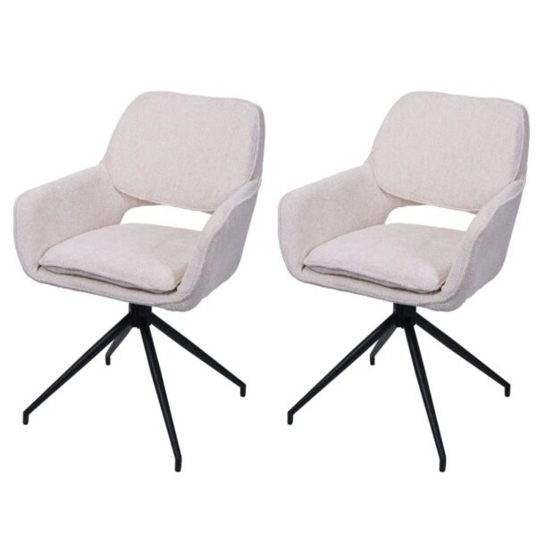 MCW Esszimmerstuhl N74 2er-Set Stoff Chenille 490g/m² Creme