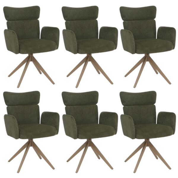 MCW 6er-Set Esszimmerstuhl N11 Drehbar Auto-Return Stoff Bouclé Grün Beine Holz-Optik MCW 6er-Set Esszimmerstuhl N11 Drehbar Auto-Return Stoff Bouclé Grün Beine Holz-Optik
