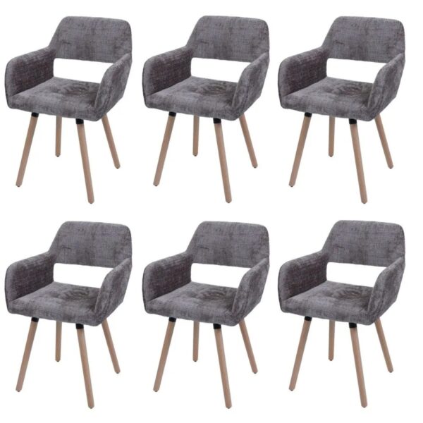 MCW Esszimmerstuhl A50 II 6er-Set Braun Stoff/Textil Chenille 465g/m²