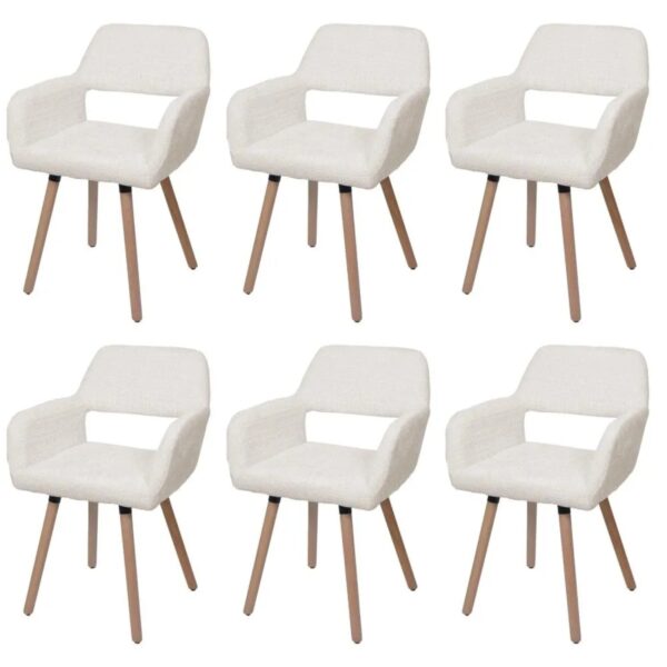 MCW Esszimmerstuhl A50 II 6er-Set Creme Stoff/Textil Chenille 465g/m²
