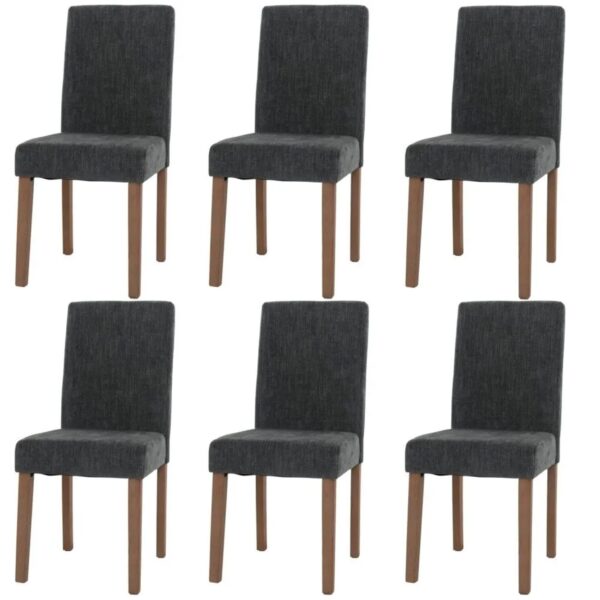 MCW Esszimmerstuhl Littau Chenille 6er-Set Dunkelgrau Naturfarbene Beine