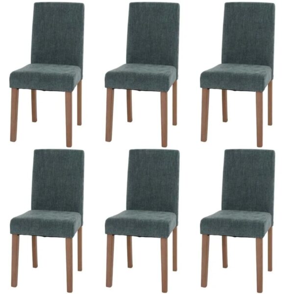 MCW Esszimmerstuhl Littau Chenille 6er-Set Grün Naturfarbene Beine