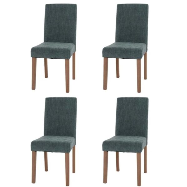 MCW Esszimmerstuhl Littau Chenille 4er-Set Grün Naturfarbene Beine