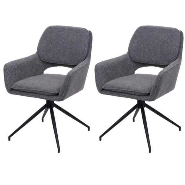 MCW Esszimmerstuhl N74 2er-Set Stoff Boucle 540g/m² Grau