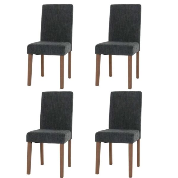 MCW Esszimmerstuhl Littau Chenille 4er-Set Dunkelgrau Naturfarbene Beine