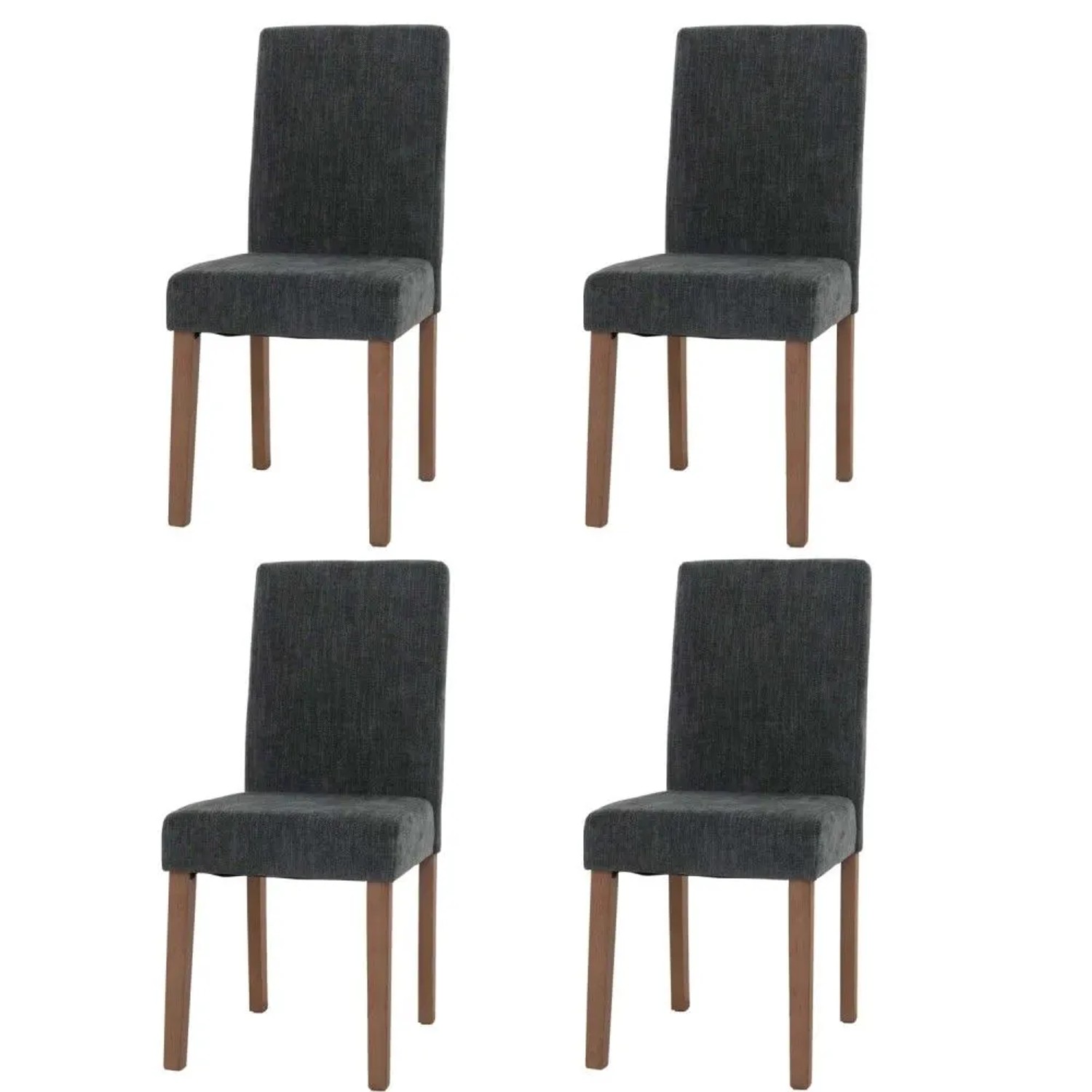 MCW Esszimmerstuhl Littau Chenille 4er-Set Dunkelgrau Naturfarbene Beine