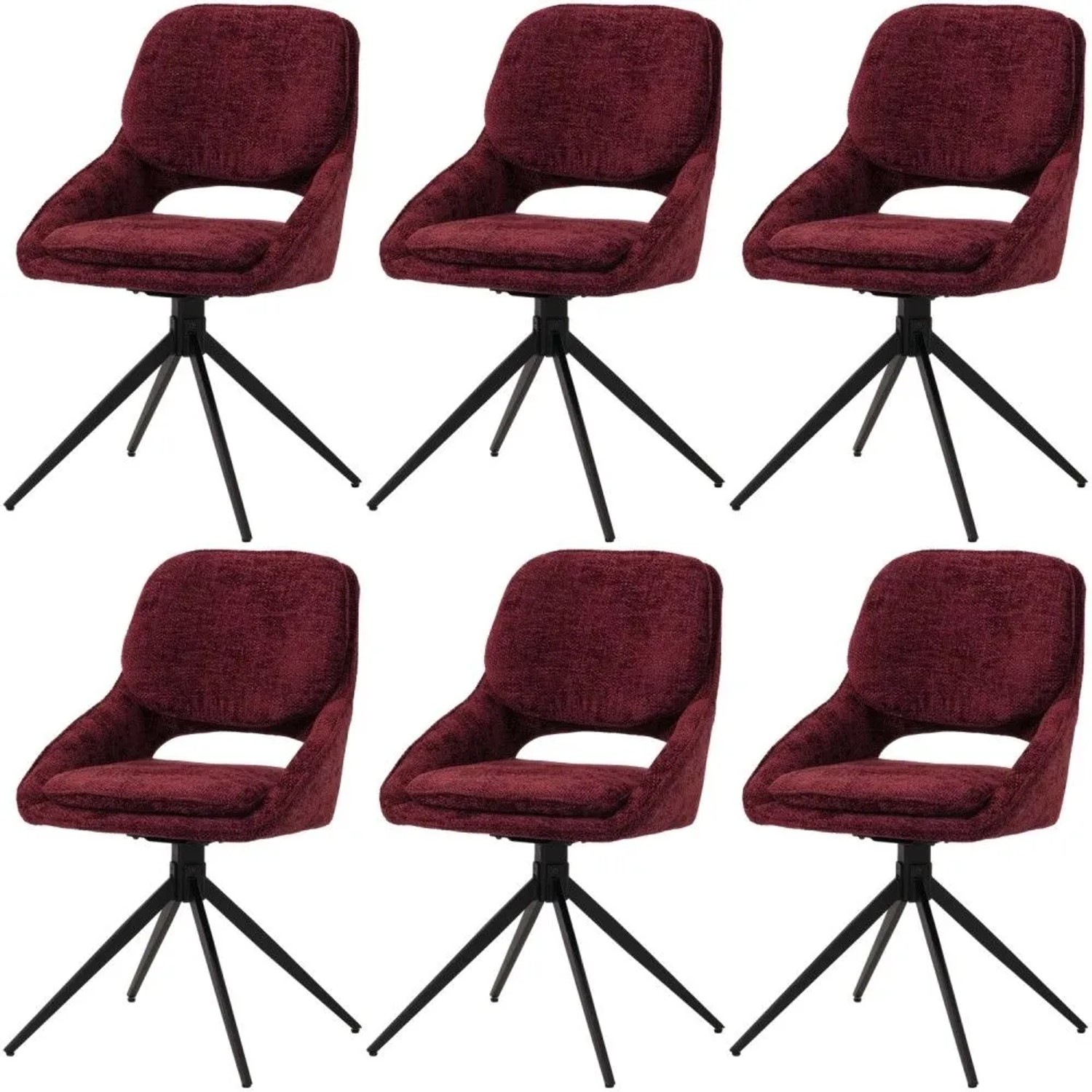 MCW Esszimmerstuhl N73 6er-Set Bordeaux
